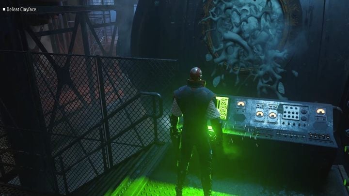 W czterech rogach areny znajdują się terminale, które przeniosą Was do drugiego etapu starcia, gdy tylko je aktywujecie i sprowokujecie wroga, by zaatakował Was przy obracających się wirnikach - Gotham Knights: Rozdział Clayface - solucja, opis przejscia - Gotham Knights - poradnik do gry