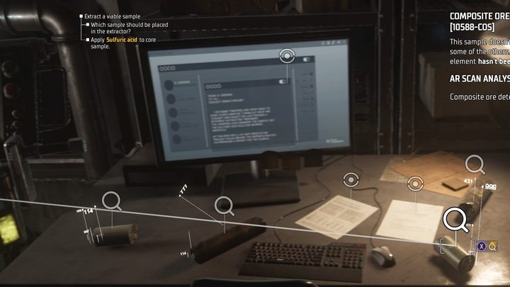 W kolejnym pomieszczeniu czeka Was jeszcze jedna zagadka: na podstawie wiadomości z komputera sparujcie próbkę i roztwór - Gotham Knights: Pośród mroku (In the Shadows) - opis przejścia, solucja - Gotham Knights - poradnik do gry