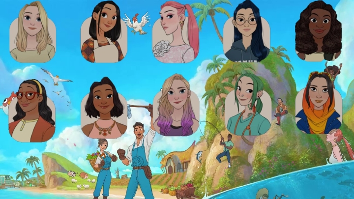 Lista panien, z którymi możecie romansować w Coral Island (są przedstawione u góry w kolejności od lewej) - Coral Island: Romanse - panny i kawalerowie, lista wszystkich - Coral Island - poradnik do gry