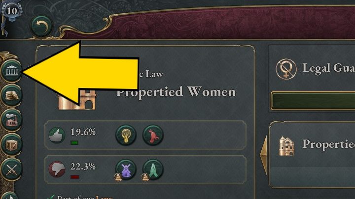 Listę wszystkich praw i opcji związanych z nimi znajdziecie w zakładce Polityka (Politics), a konkretnie w sekcji Prawa (Laws) - Victoria 3: Polityka i prawo - ustanawianie nowych praw, lista wszystkich - Victoria 3 - poradnik do gry