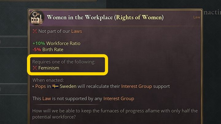 Część praw jest zablokowanych ze względu na brak przeprowadzonych odpowiednich badań - Victoria 3: Polityka i prawo - ustanawianie nowych praw, lista wszystkich - Victoria 3 - poradnik do gry