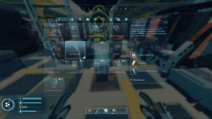 Po odkryciu schematu, możecie przejść do wytworzenia właściwej wersji za pomocą fabrykatora, gdzie w zakładce narzędzi znajdziecie ekstraktor - Forever Skies: Jak zrobić ekstraktor? - Forever Skies - poradnik do gry