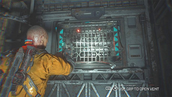 Użyjcie rękawicy GRP do wyrwania kratki z obrazka - Callisto Protocol: Rozdział 2: Następstwa (Aftermath) - solucja, opis przejścia - The Callisto Protocol - poradnik do gry