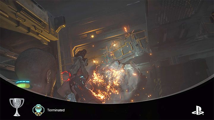 Komentarz: Wymagania do pozbycia się robota dokładniej opisaliśmy na osobnej stronie poradnika: Jak zniszczyć robota strażniczego - Callisto Protocol: Trofea / Osiągnięcia - lista wszystkich, poradnik trofeowy - The Callisto Protocol - poradnik do gry