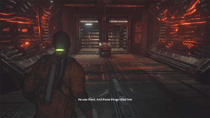 Możecie zbadać pomieszczenie już bez kapiana (nowa znajdźka) lub od razu wybrać nowe przejście do Security Checkpoint P402 - Callisto Protocol: Rozdział 1: Ognisko epidemii (Outbreak) - solucja, opis przejścia - The Callisto Protocol - poradnik do gry