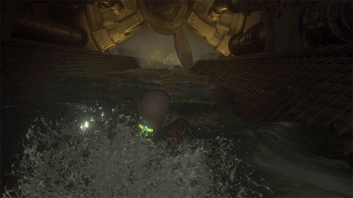 Trudniejsza jest dalsza część zjazdu, bo trzeba unikać łopatek wielkich pracujących wentylatorów - Callisto Protocol: Rozdział 3: Kopuła mieszkalna (Habitat) - solucja, opis przejścia - The Callisto Protocol - poradnik do gry