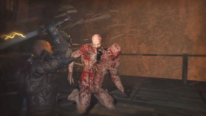 Ogłuszony boss uklęknie na platformie - Callisto Protocol: Jak pokonać bossa Dwugłowy (Two-head)? - The Callisto Protocol - poradnik do gry