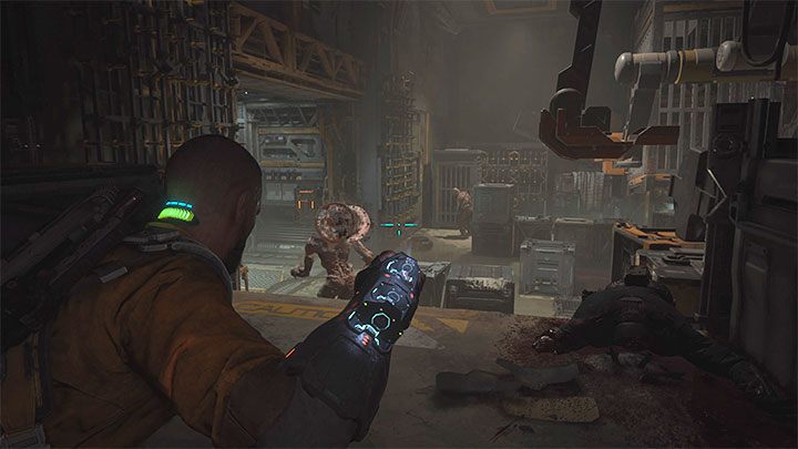 Niedługo po rozpoczęciu eksploracji piwnicy znajdziecie zamknięte przejście D3 Basement - musicie tu za niedługo powrócić - Callisto Protocol: Schemat broni Skunk (Skunk Gun) - sekrety, znajdźki - The Callisto Protocol - poradnik do gry