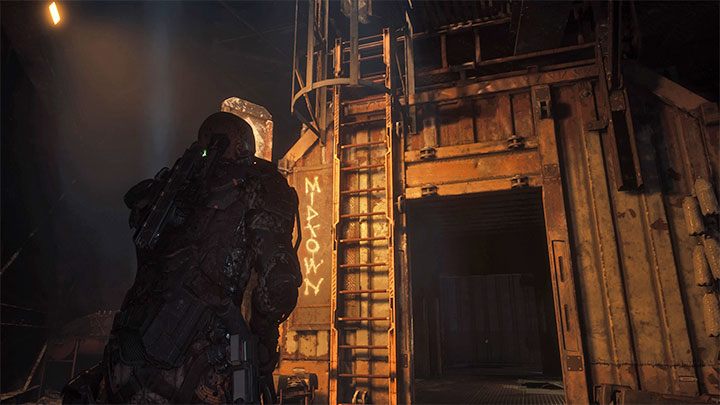 Musicie zbadać górny poziom (Midtown) - skorzystajcie z drabiny zlokalizowanej na prawo od pomieszczenia sterowania windą - Callisto Protocol: Rozdział 6: Kolonia (Colony) - solucja, opis przejścia - The Callisto Protocol - poradnik do gry