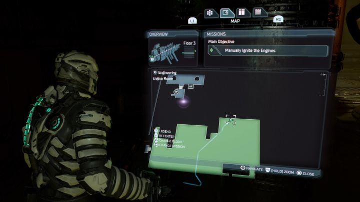 Fragment jest w Maszynowni (Engine Room) na pokładzie inżynierskim, w której zalicza się też główne zadanie ręcznego uruchomienia silników - Dead Space Remake: Fragmenty Znaku (Marker Fragments) - lista sekretów - Dead Space Remake - poradnik do gry