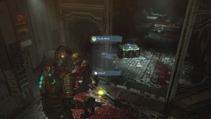 Dotrzecie do stacji kolejki gdzie przebywa umierająca oficer ochrony - odbierzcie od niej karabin pulsacyjny (Pulse Rifle) - Dead Space Remake: Intensywna terapia (Intensive Care) - Dead Space Remake - poradnik do gry