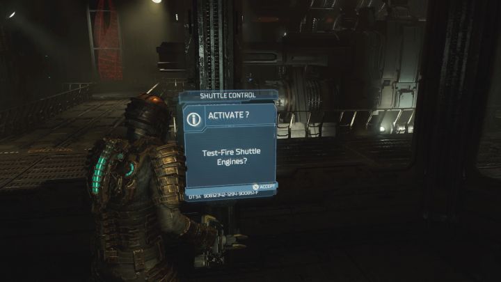 Przejdźcie do pomieszczenia Sterowania lądowiskiem (Shuttle Bay Controls), w którym znajduje się terminal odpalenia silników - Dead Space Remake: Rozpacz i ruina (End of Days) - Dead Space Remake - poradnik do gry