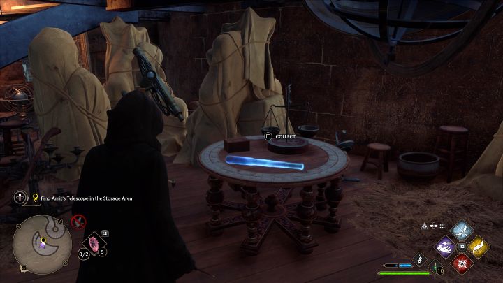 Zejdźcie po schodach żeby dotrzeć na piętro, na którym magazynowany jest sprzęt - Hogwarts Legacy: Zajęcia z astronomii (Astronomy Class) - Hogwarts Legacy - poradnik do gry