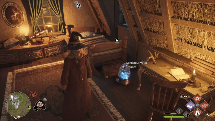 Wejdźcie po schodach na wyższe piętro, znajdźka leży na podłodze przy biurku - Hogwarts Legacy: Posążki demimoza (Demiguise Statues) - Highlandy - Hogwarts Legacy - poradnik do gry