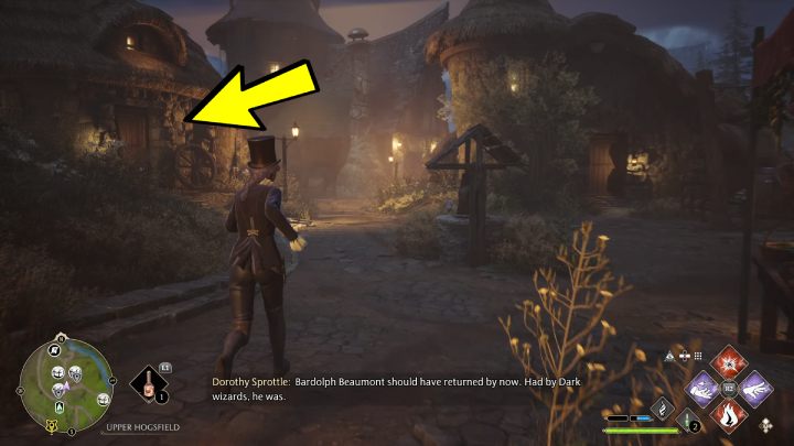 Gdy punkt szybkiej podróży będzie za Waszymi plecami, idźcie naprzód w stronę wioski - Hogwarts Legacy: Posążki demimoza (Demiguise Statues) - Highlandy - Hogwarts Legacy - poradnik do gry