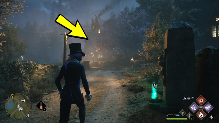 Posążek znajduje się w domu po prawej stronie punktu szybkiej podróży w wiosce Pitt-Upon_Ford - Hogwarts Legacy: Posążki demimoza (Demiguise Statues) - Highlandy - Hogwarts Legacy - poradnik do gry