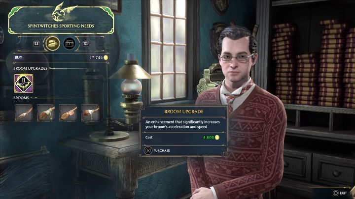 Otwórzcie okno handlu i zakupcie drugie ulepszenie miotły za 4000 złota - Hogwarts Legacy: Sięgając nieba (The Sky is the Limit) - Hogwarts Legacy - poradnik do gry