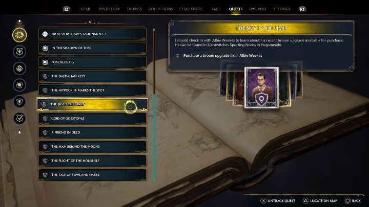 Jeśli ukończyliście drugi wyścig Imeldy Reyes (w Irondale), to Albie powinien wysłać do Was wiadomość jakiś czas po ukończeniu głównego questu Próba Charlesa Rookwooda, tzn - Hogwarts Legacy: Sięgając nieba (The Sky is the Limit) - Hogwarts Legacy - poradnik do gry