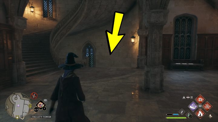 Stojąc przed punktem szybkiej podróży zacznijcie iść na przód, aż dojdziecie do końca korytarza - Hogwarts Legacy: Posążki demimoza (Demiguise Statues) - Hogwart - Hogwarts Legacy - poradnik do gry