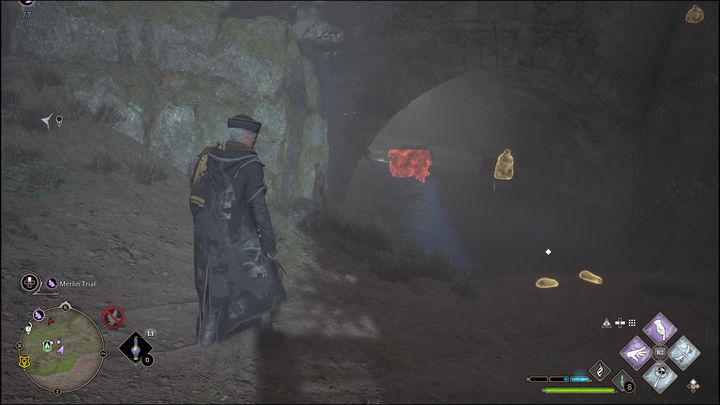 Punkt szybkiej podróży znajduje się na moście, natomiast aby dostać się do Łamigłówki Merlina, należy zejść pod most (uważajcie na przeciwników) - Hogwarts Legacy: Dolina Hogsmeade - wszystkie Łamigłówki Merlina - Hogwarts Legacy - poradnik do gry