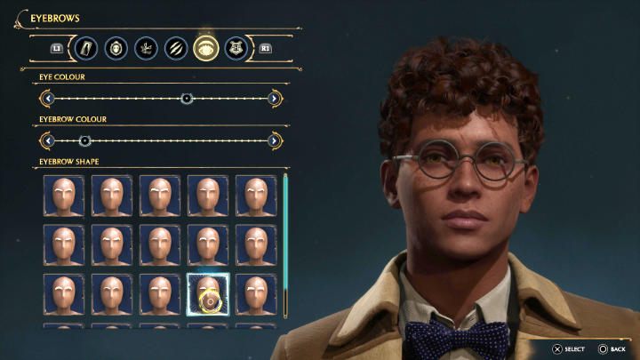 W tej zakładce możecie dostosować jeszcze trzy ważne szczegóły postaci: kolor oczu, kolor brwi i ich kształt - Hogwarts Legacy: Kreator postaci - Hogwarts Legacy - poradnik do gry