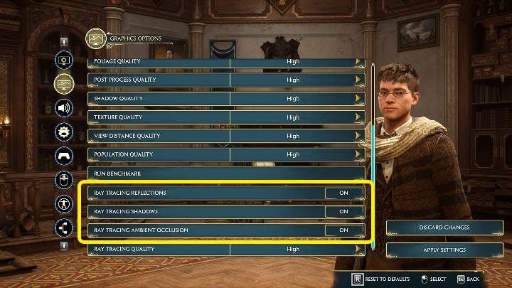 Raytracing w Dziedzictwie Hogwartu na PC obejmuje trzy warianty: odbicia (reflections), cienie (shadows) i okluzja otoczenia (ambient occlusion) - Hogwarts Legacy: Czy jest Ray Tracing? - Hogwarts Legacy - poradnik do gry
