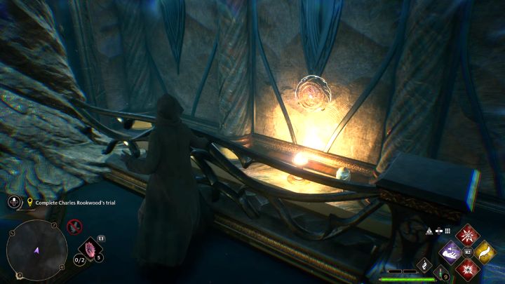 Stojąc na moście nie przechodźcie przez magiczną bramę, tylko ponownie trafcie w prawy przełącznik - Hogwarts Legacy: Próba Charlesa Rookwooda (Charles Rookwoods Trial) - Hogwarts Legacy - poradnik do gry