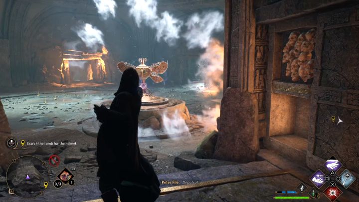 Ustawcie się na ruchomej platformie i używajcie Depulso, by dotrzeć na górę - Hogwarts Legacy: Hełm Urtkota (The Helm of Urtkot) - Hogwarts Legacy - poradnik do gry