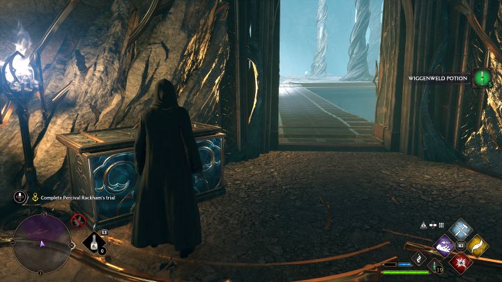 Wyjdźcie po schodach na górę i dotrzyjcie do dużej skrzyni - Hogwarts Legacy: Próba Parsifala Rackhama (Percival Rackhams Trial) - Hogwarts Legacy - poradnik do gry