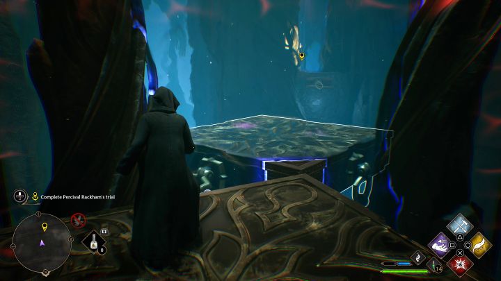 Dzięki Waszym staraniom obie lewitujące platformy powinny dotrzeć do magicznej bramy i możecie przez nią przejść (z jednej platformy na drugą) - Hogwarts Legacy: Próba Parsifala Rackhama (Percival Rackhams Trial) - Hogwarts Legacy - poradnik do gry