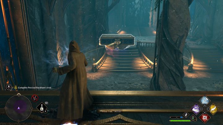 W kolejnej lokacji trzeba pokonać kolejne ożywione posągi i walka ta nie wyróżnia się niczym szczególnym w porównaniu z poprzednią bitwą - Hogwarts Legacy: Próba Parsifala Rackhama (Percival Rackhams Trial) - Hogwarts Legacy - poradnik do gry