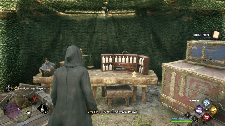 Zajrzyjcie do namiotu, w którym znajdziecie notatkę (Goblin Note) z rozkazami od Ranroka - Hogwarts Legacy: Próba Parsifala Rackhama (Percival Rackhams Trial) - Hogwarts Legacy - poradnik do gry