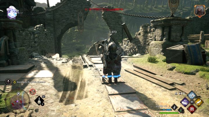 Gobliny mają swoje obozowisko przed wieżą i automatycznie załączy się tu samouczek ze skradania i ataków skrytobójczych - Hogwarts Legacy: Próba Parsifala Rackhama (Percival Rackhams Trial) - Hogwarts Legacy - poradnik do gry