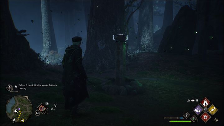 Po pokonaniu przeciwników i aktywowaniu Łamigłówki Merlina, użyjcie zaklęcia Revelio - Hogwarts Legacy: Zakazany Las - wszystkie Łamigłówki Merlina - Hogwarts Legacy - poradnik do gry