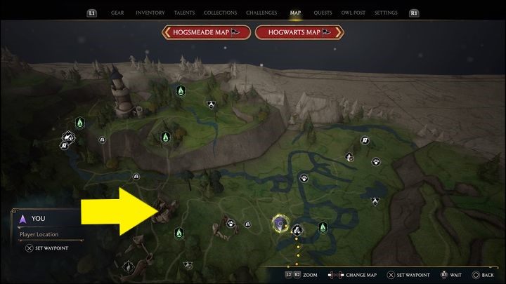 Link do mapy: Merlin Trial - Forbidden Forest #1 - Hogwarts Legacy: Zakazany Las - wszystkie Łamigłówki Merlina - Hogwarts Legacy - poradnik do gry