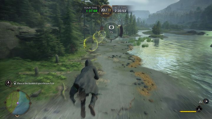 Próba czasowa nie jest bardzo trudna, ale postarajcie się wcześniej poćwiczyć szybsze latanie na miotle - Hogwarts Legacy: Oblot (Flight Test) - Hogwarts Legacy - poradnik do gry