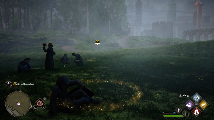 Zajęcia z latania prowadzi Madam Kogawa i musicie dotrzeć na dziedzinic przed zamkiem (i w razie potrzeby zaczekać do godzin dziennych) - Hogwarts Legacy: Zajęcia z latania (Flying Class) - Hogwarts Legacy - poradnik do gry