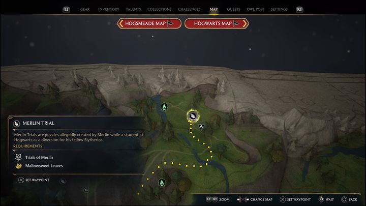 Link do mapy: Merlin Trial - North Ford Bog #1 - Hogwarts Legacy: Torfowiska Północnej Przeprawy - wszystkie Łamigłówki Merlina - Hogwarts Legacy - poradnik do gry