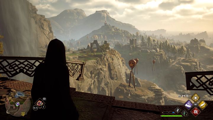 Tuż obok wyjścia z jaskiń znajdziecie płomienie fiuu - zbliżcie się do nich żeby aktywować punkt szybkiej podróży - Hogwarts Legacy: Jak dotrzeć do południowych Highlandów? - Hogwarts Legacy - poradnik do gry