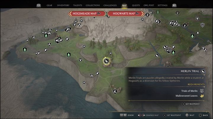 Link do mapy: Merlin Trial #15 (Feldcroft Region) - Hogwarts Legacy: Region Feldcroft - wszystkie Łamigłówki Merlina - Hogwarts Legacy - poradnik do gry