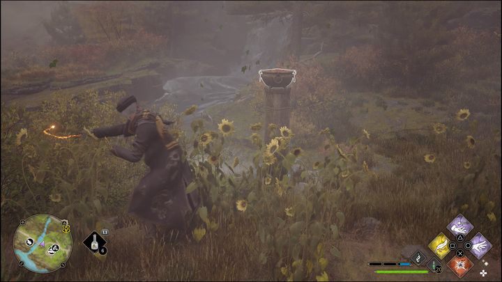 Zadanie polega na rozpaleniu trzech palenisk, które będą wyłaniać się co jakiś czas z ziemi - Hogwarts Legacy: Region Feldcroft - wszystkie Łamigłówki Merlina - Hogwarts Legacy - poradnik do gry