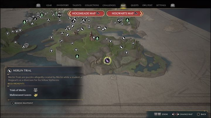 Link do mapy: Merlin Trial - Clagmar Coast #4 - Hogwarts Legacy: Wybrzeże Clagmar - wszystkie Łamigłówki Merlina - Hogwarts Legacy - poradnik do gry