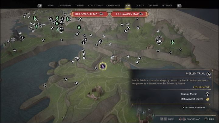 Link do mapy: Merlin Trial - Clagmar Coast #1 - Hogwarts Legacy: Wybrzeże Clagmar - wszystkie Łamigłówki Merlina - Hogwarts Legacy - poradnik do gry