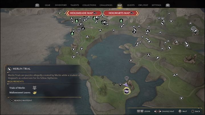 Link do mapy: Merlin Trial - Manor Cape #5 - Hogwarts Legacy: Dwór Cape - wszystkie Łamigłówki Merlina - Hogwarts Legacy - poradnik do gry