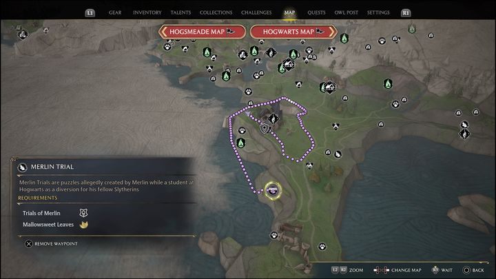 Link do mapy: Merlin Trial - Manor Cape #3 - Hogwarts Legacy: Dwór Cape - wszystkie Łamigłówki Merlina - Hogwarts Legacy - poradnik do gry