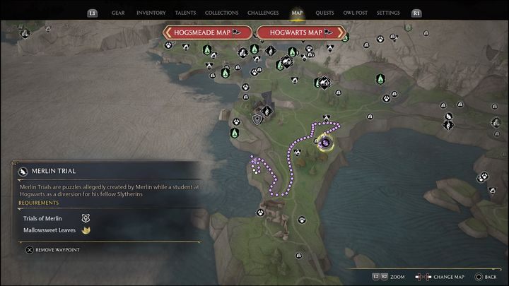 Link do mapy: Merlin Trial - Manor Cape #2 - Hogwarts Legacy: Dwór Cape - wszystkie Łamigłówki Merlina - Hogwarts Legacy - poradnik do gry