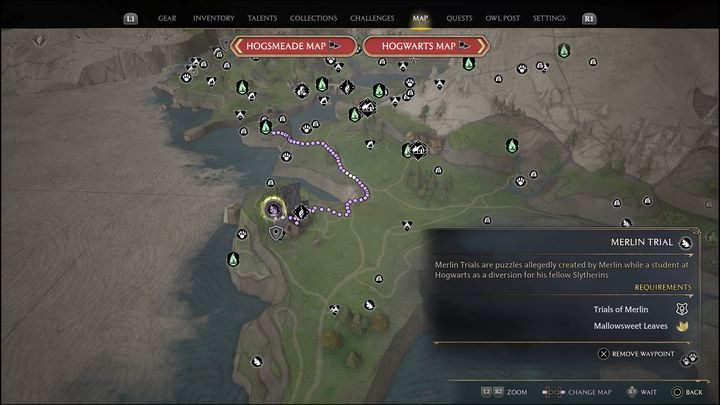 Link do mapy: Merlin Trial - Manor Cape #1 - Hogwarts Legacy: Dwór Cape - wszystkie Łamigłówki Merlina - Hogwarts Legacy - poradnik do gry