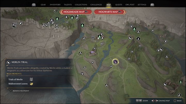 Link do mapy: Merlin Trial - Poidsear Coast #7 - Hogwarts Legacy: Wybrzeże Kłusowników - wszystkie Łamigłówki Merlina - Hogwarts Legacy - poradnik do gry