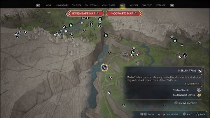 Link do mapy: Merlin Trial - Poidsear Coast #4 - Hogwarts Legacy: Wybrzeże Kłusowników - wszystkie Łamigłówki Merlina - Hogwarts Legacy - poradnik do gry