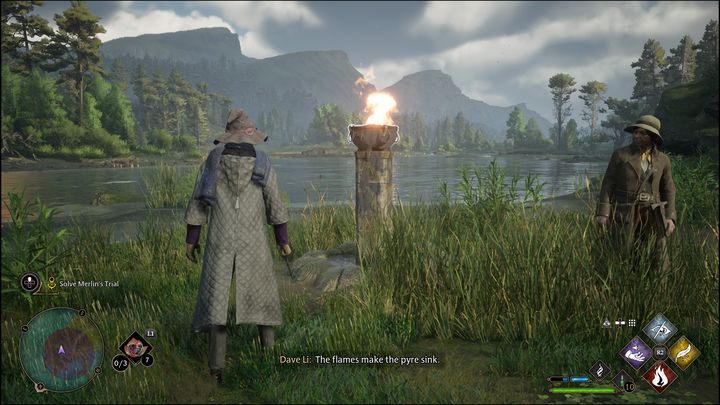 Waszym zadaniem będzie rozpalenie trzech obiektów za pomocą Confringo lub innego ognistego zaklęcia - Hogwarts Legacy: Południowy Rejon Hogwartu - wszystkie Łamigłówki Merlina - Hogwarts Legacy - poradnik do gry